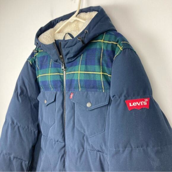 NEW * LEVI’S Men's Heavyweight Quilted Hooded Jacket, Mid-Length   L - Picture 4 of 13